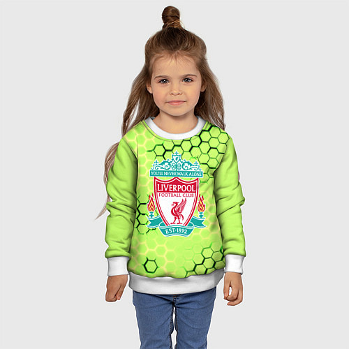 Детский свитшот Ливерпуль кислотные соты / 3D-Белый – фото 4