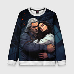 Свитшот детский Йеннифэр и Геральт, цвет: 3D-белый