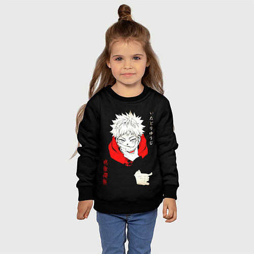Детский свитшот Магическая битва Итадори двуликий / 3D-Черный – фото 4