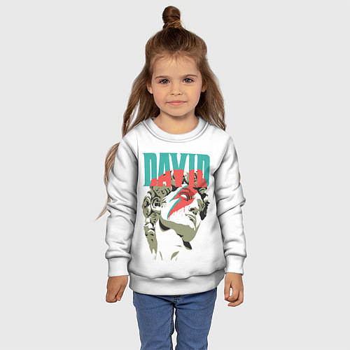 Детский свитшот David Bowie статуя Давида / 3D-Белый – фото 4