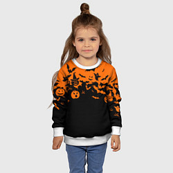 Свитшот детский Хэллоуин тыквы и призраки, цвет: 3D-белый — фото 2