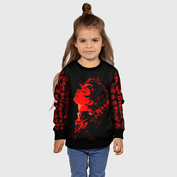 Свитшот детский Клинок, рассекающий демонов Танджиро и иероглифы, цвет: 3D-черный — фото 2