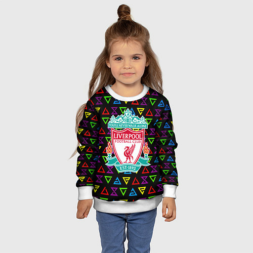 Детский свитшот Liverpool pattern neon / 3D-Белый – фото 4