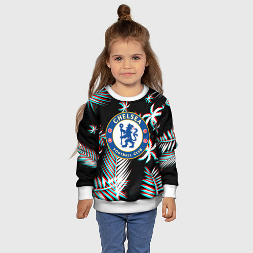 Детский свитшот Chelsea тропики глитч текстура / 3D-Белый – фото 4