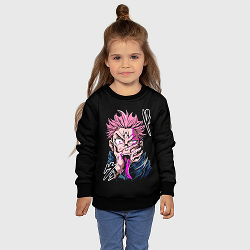 Детский свитшот Итадори с Сукуна на руке / 3D-Черный – фото 4