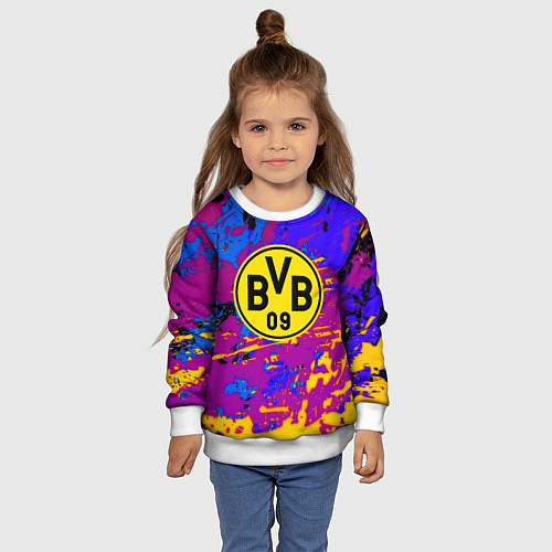 Детский свитшот Borussia абстрактные краски / 3D-Белый – фото 4