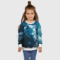 Свитшот детский Воин волк зимой, цвет: 3D-белый — фото 2