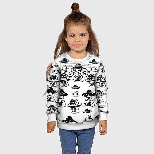 Детский свитшот UFO и котики / 3D-Белый – фото 4