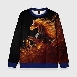 Свитшот детский Оранжево желтая лошадь созданная из янтаря, цвет: 3D-синий
