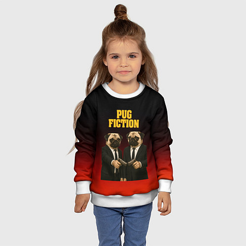 Детский свитшот Пародия - Криминальное чтиво с мопсами / 3D-Белый – фото 4