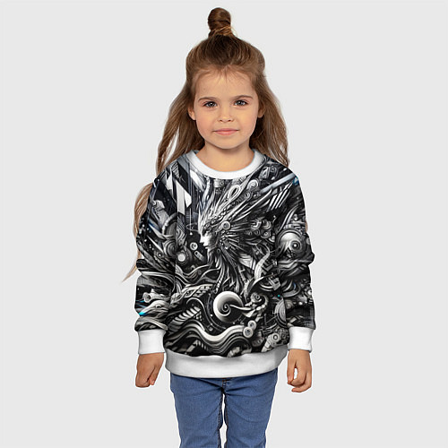Детский свитшот Abstraction cyber pattern - ai art fantasy / 3D-Белый – фото 4