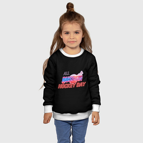 Детский свитшот Всероссийский день хоккея / 3D-Белый – фото 4