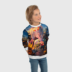 Свитшот детский Фрирен с цветами, цвет: 3D-белый — фото 2