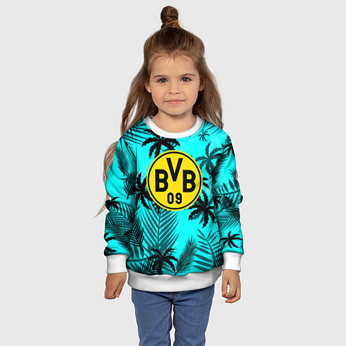 Детский свитшот Borussia неоновые тропики гта / 3D-Белый – фото 4