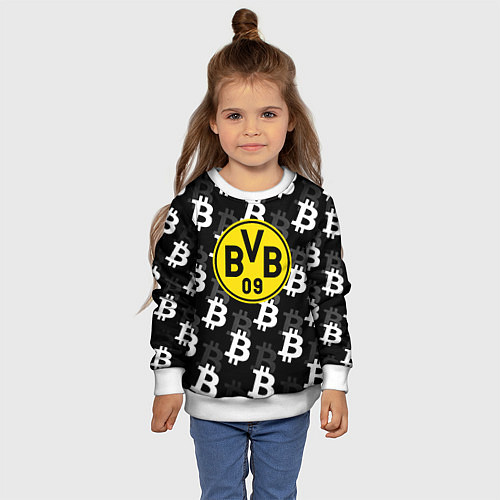 Детский свитшот Borussia биткоин паттерн / 3D-Белый – фото 4
