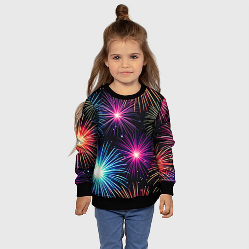 Детский свитшот Стилизованный праздничный салют / 3D-Черный – фото 4