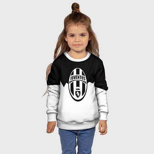 Детский свитшот Ювентус черно белая геометрия / 3D-Белый – фото 4