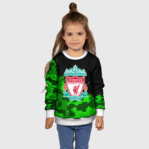 Детский свитшот Ливерпуль камуфляж краски / 3D-Белый – фото 4