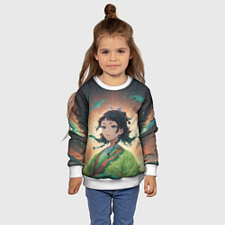 Свитшот детский Маомао на фоне облаков, цвет: 3D-белый — фото 2