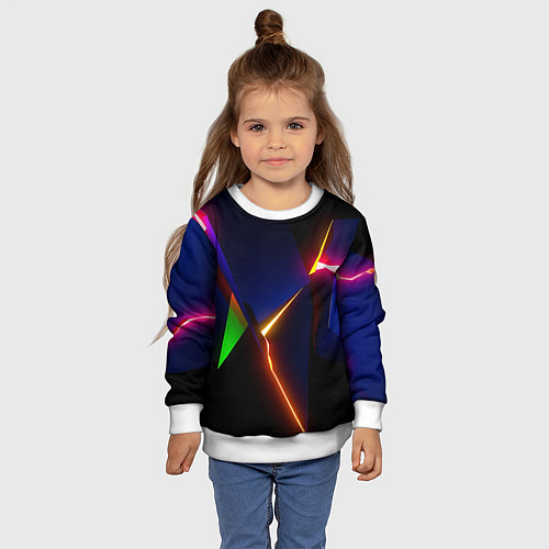 Детский свитшот Neon colored geometric / 3D-Белый – фото 4