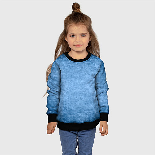 Детский свитшот Тёмный голубой потёртости однотонный / 3D-Черный – фото 4