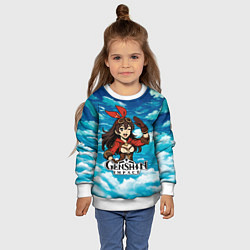 Свитшот детский Эмбер из Genshin Impact в облаках, цвет: 3D-белый — фото 2