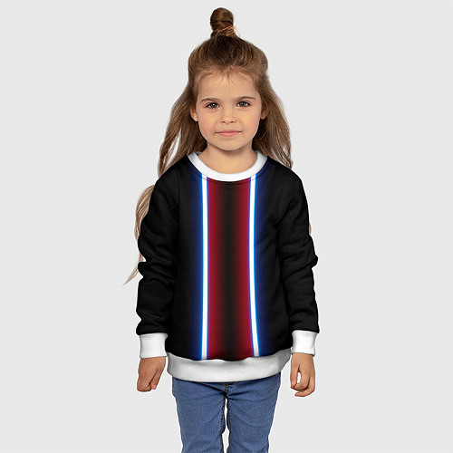 Детский свитшот Color white blue red neon / 3D-Белый – фото 4