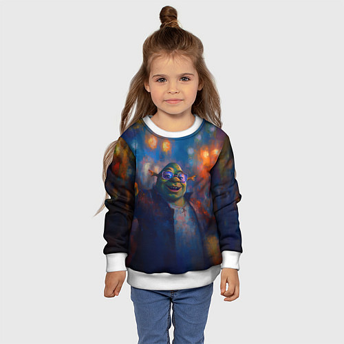 Детский свитшот Шрек красками / 3D-Белый – фото 4
