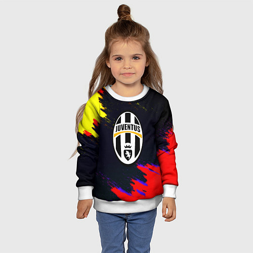Детский свитшот Juventus краски текстура штрихи / 3D-Белый – фото 4