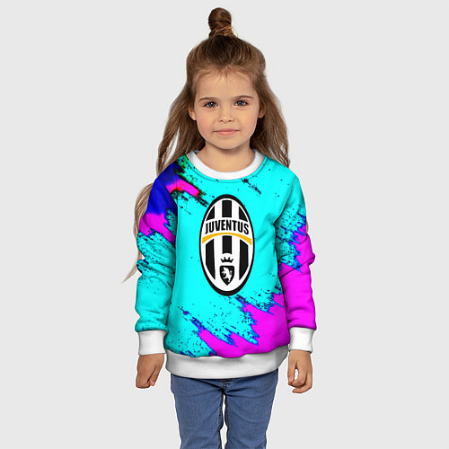 Детский свитшот Juventus неоновые краски / 3D-Белый – фото 4