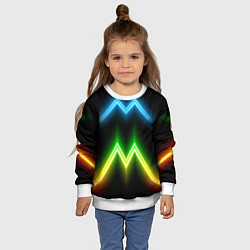 Свитшот детский Neon multicolored lines, цвет: 3D-белый — фото 2