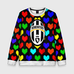 Свитшот детский Ювентус сердце паттерн, цвет: 3D-белый