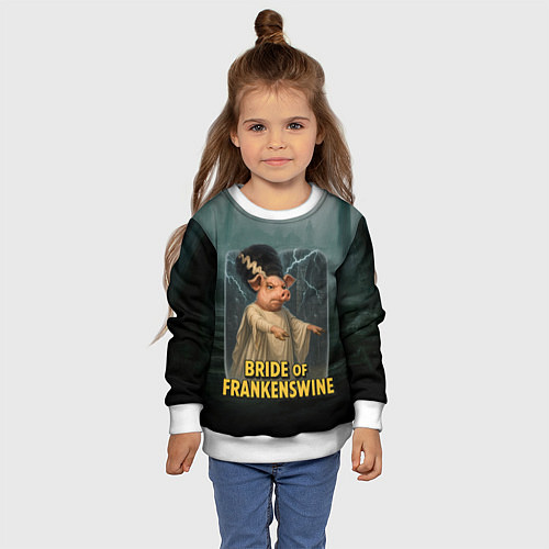 Детский свитшот Франкенштейн свинья невеста / 3D-Белый – фото 4