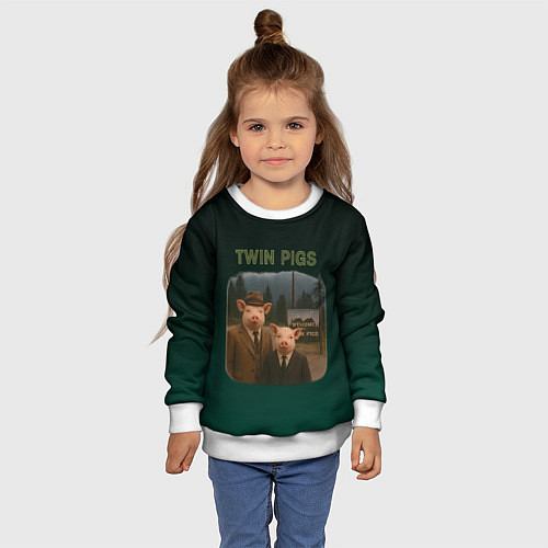Детский свитшот Twin Pigs пародия / 3D-Белый – фото 4