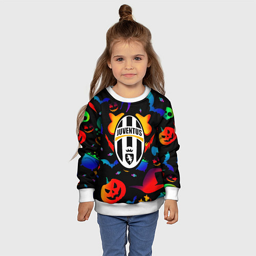 Детский свитшот Juventus хэллоуин неон / 3D-Белый – фото 4