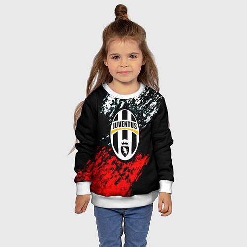 Детский свитшот Juventus краски штрихи текстура / 3D-Белый – фото 4