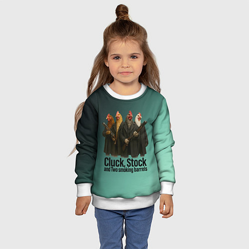 Детский свитшот Петухи - карты деньги два ствола / 3D-Белый – фото 4