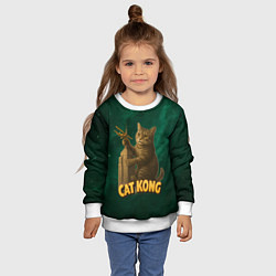 Свитшот детский Cat Cong пародия на Кинг Конг, цвет: 3D-белый — фото 2