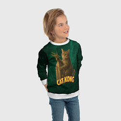Свитшот детский Cat Cong пародия на Кинг Конг, цвет: 3D-белый — фото 2
