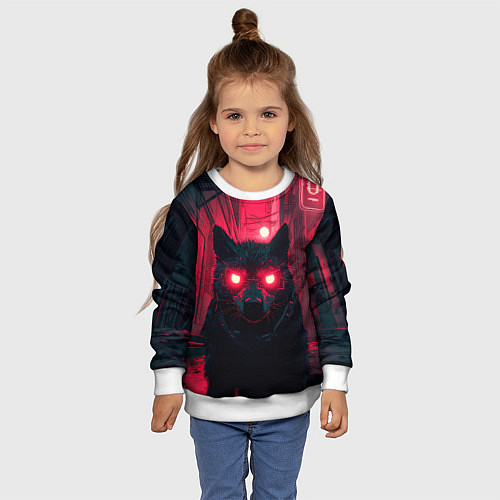 Детский свитшот Лиса киберпанк / 3D-Белый – фото 4