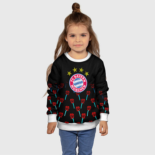 Детский свитшот Бавария Мюнхен розы паттерн / 3D-Белый – фото 4