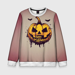 Свитшот детский Тыква и летучие мыши, цвет: 3D-белый
