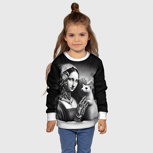 Детский свитшот Cecilia Gallerani - the lady with the ermine cyber / 3D-Белый – фото 4