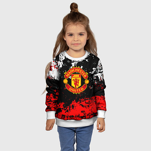 Детский свитшот Манчестер Юнайтед краски / 3D-Белый – фото 4