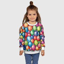 Свитшот детский Россыпь новогодних шаров, цвет: 3D-белый — фото 2