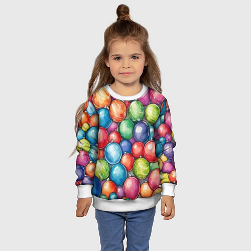 Детский свитшот Россыпь новогодних шаров / 3D-Белый – фото 4