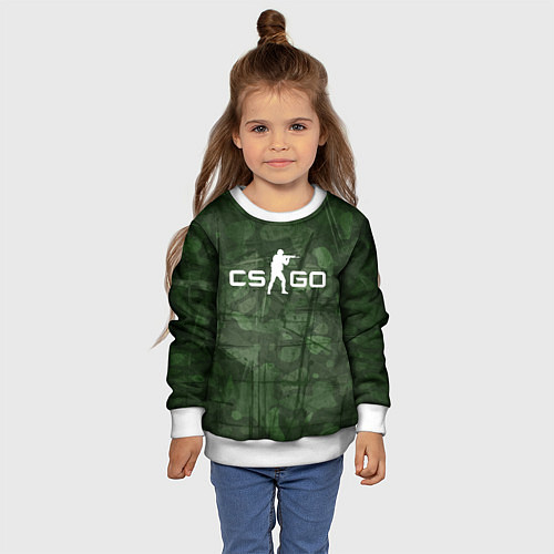 Детский свитшот Эмблема CS GO на камуфляжном фоне / 3D-Белый – фото 4