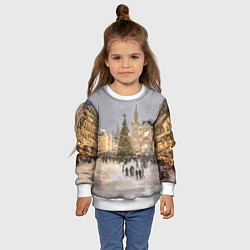Свитшот детский Новогодние гуляния в Москве, цвет: 3D-белый — фото 2