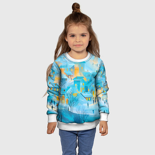 Детский свитшот Новогодние Московские домики / 3D-Белый – фото 4