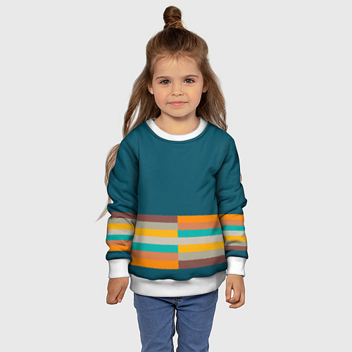 Детский свитшот Индиго и шумовой градиент заката с текстурой / 3D-Белый – фото 4